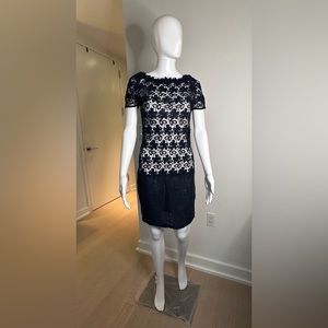 Elie Tahari Navy Blue Floral Crochet Lace Dress